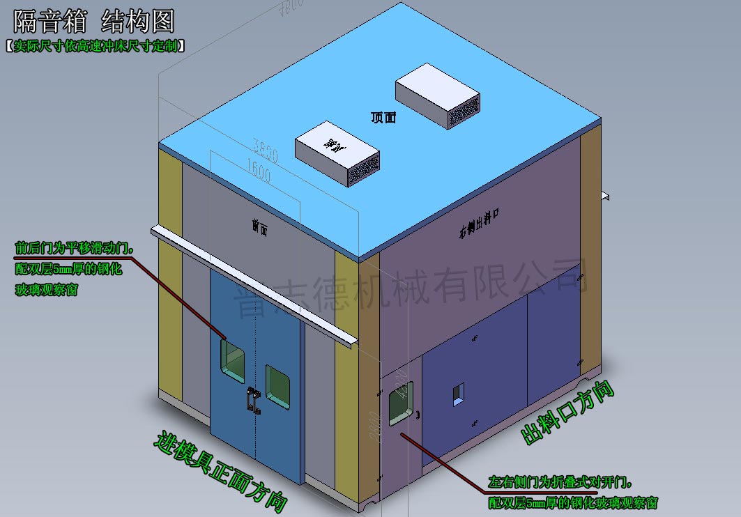 高速沖床隔音箱3D結(jié)構(gòu)圖