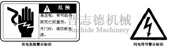 三合一送料機(jī)有電警示標(biāo)識(shí)